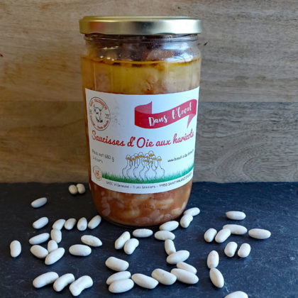 Saucisses-oie-fermiere-haricots-conserve-bocal-local-gaec-villeneuve-deux-sevres